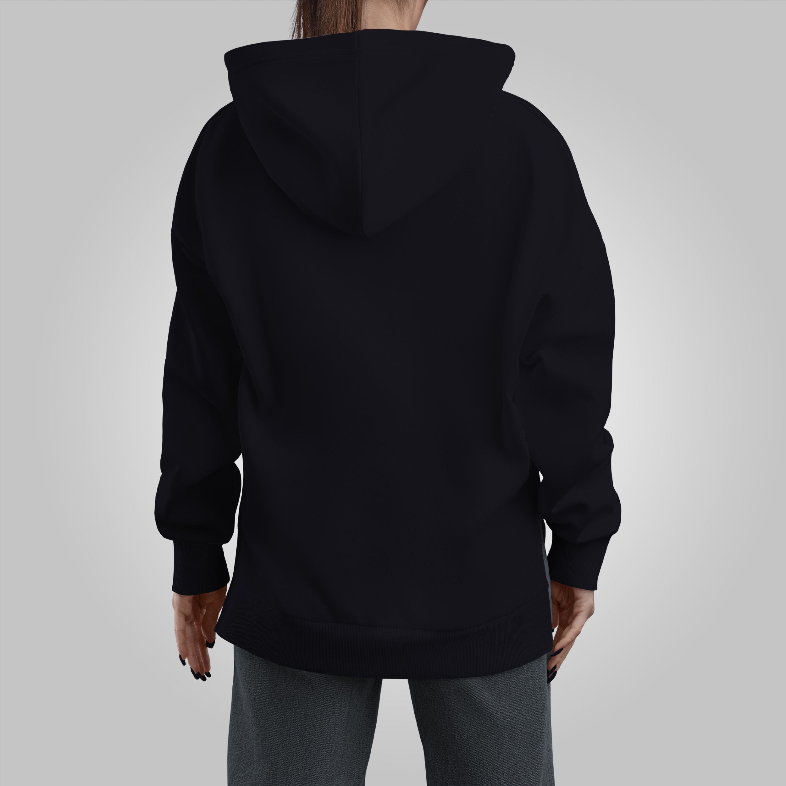 Black hoodie with a colorful butterfly design and 'Metamorphosis' text on a gray background