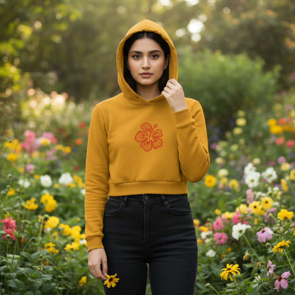 Hibiscus Cropped Top Hoodie